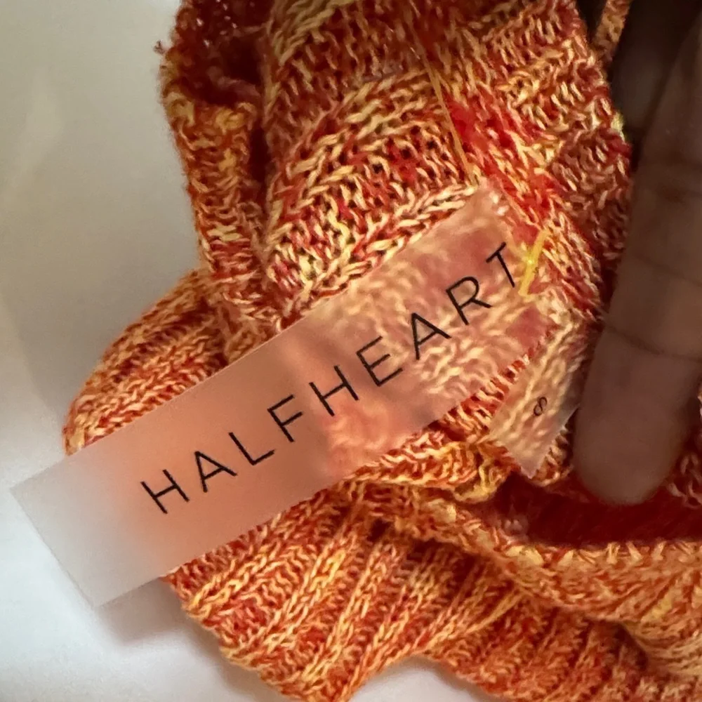 HALF HEART Orange and Blue Knit Two-Piece Set size small